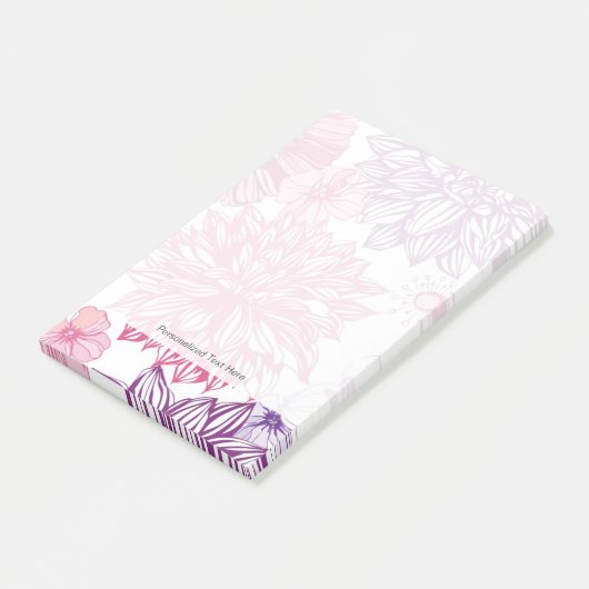 Patroon met roze asters en dahlia post-it® notes (Schuin)
