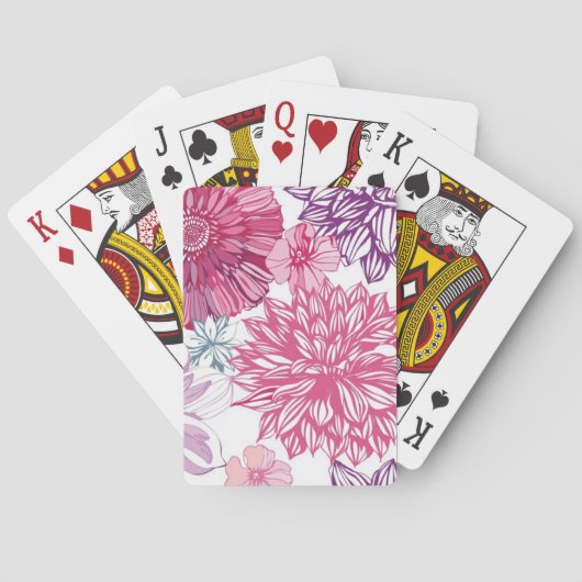 Patroon met roze asters en dahlia speelkaarten (Achterkant)