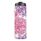 Patroon met roze asters en dahlia thermosbeker (Voorkant)