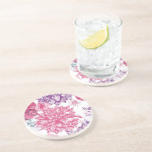 Patroon met roze asters en dahlia zandsteen onderzetter (Zijkant)