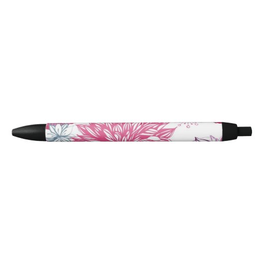 Patroon met roze asters en dahlia zwarte inkt pen (Voorkant)