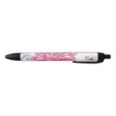 Patroon met roze asters en dahlia zwarte inkt pen (Bodem)