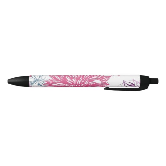 Patroon met roze asters en dahlia zwarte inkt pen (Bodem)