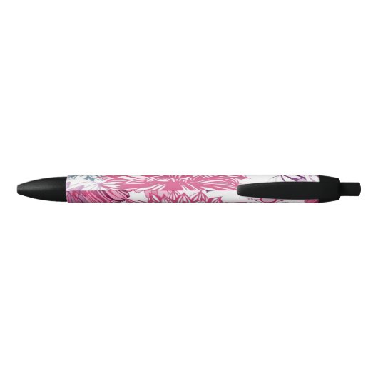 Patroon met roze asters en dahlia zwarte inkt pen (Achterkant)