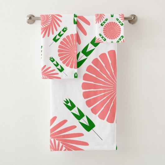 patroon met roze bloemen bad handdoek (Insitu)