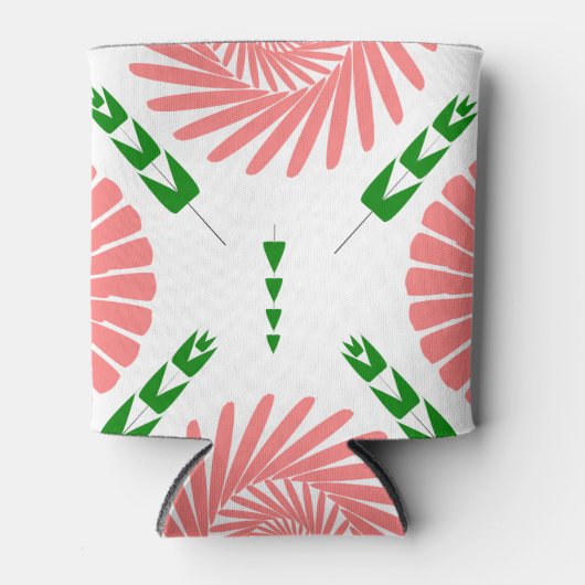 patroon met roze bloemen blikjeskoeler (Voorkant)