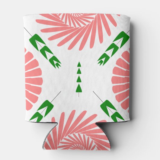 patroon met roze bloemen blikjeskoeler (Achterkant)