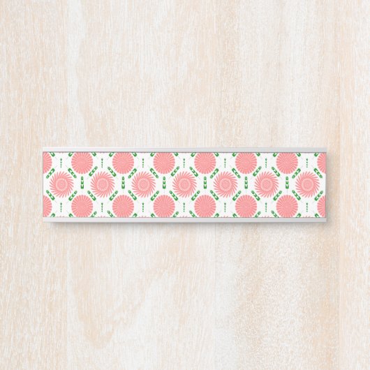patroon met roze bloemen deurbordje (Voorkant)