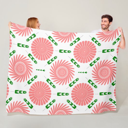 patroon met roze bloemen fleece deken (In situ)