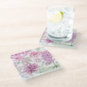 Patroon met roze bloemen glazen onderzetter (Schuin)