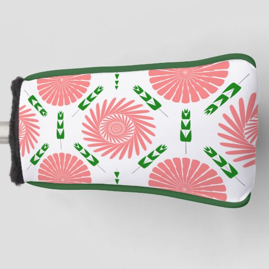 patroon met roze bloemen golfheadcover (Voorkant)