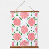 patroon met roze bloemen hangend wandkleed (Voorkant)