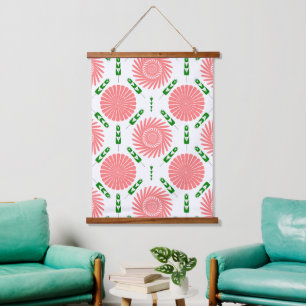 patroon met roze bloemen hangend wandkleed