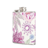 Patroon met roze bloemen heupfles (Links)