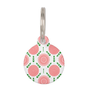 patroon met roze bloemen huisdierpenning