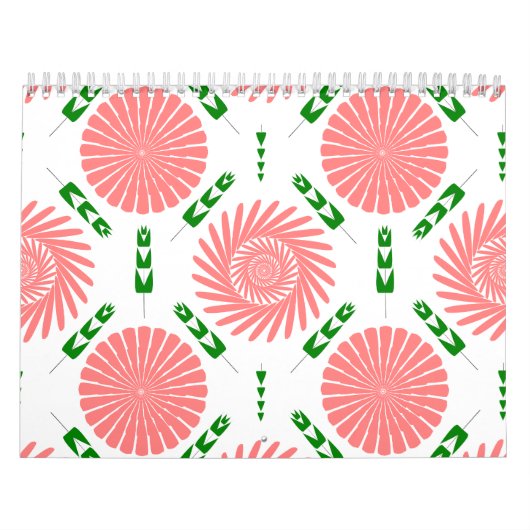 patroon met roze bloemen kalender (Hoes)