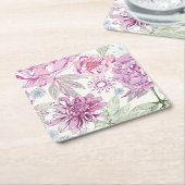 Patroon met roze bloemen kartonnen onderzetters (Schuin)