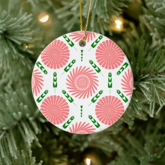 patroon met roze bloemen keramisch ornament (Boom)