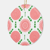 patroon met roze bloemen keramisch ornament (Links)