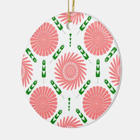 patroon met roze bloemen keramisch ornament (Links)
