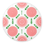 patroon met roze bloemen keramische knop (Voorkant)