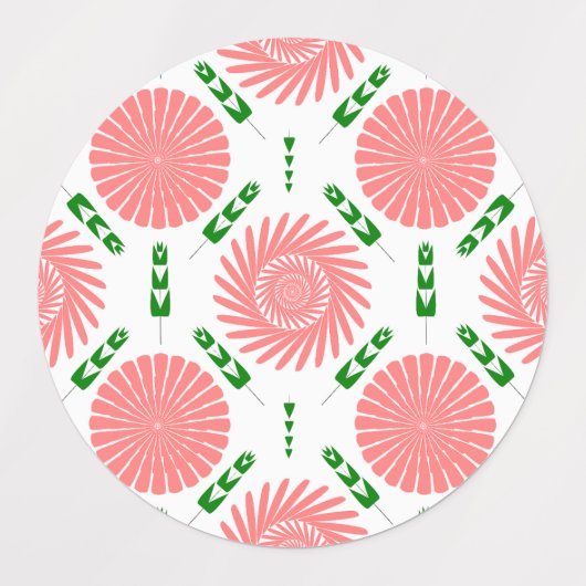 patroon met roze bloemen labels (Design 1)