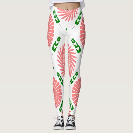 patroon met roze bloemen leggings (Voorkant)