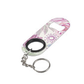 Patroon met roze bloemen mini flessenopener (Achterkant Gekanteld)