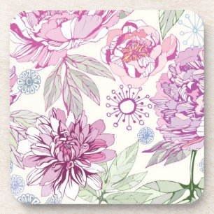 Patroon met roze bloemen onderzetter