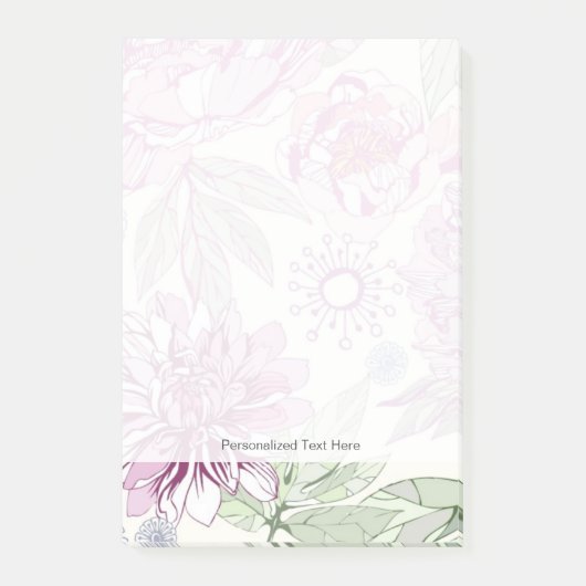 Patroon met roze bloemen post-it® notes (Voorkant)