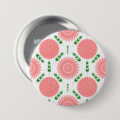 patroon met roze bloemen ronde button 7,6 cm (Voorkant /achterkant)