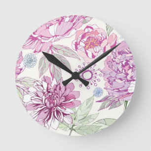 Patroon met roze bloemen ronde klok
