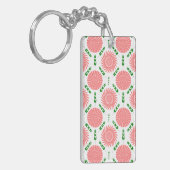 patroon met roze bloemen sleutelhanger (Voorkant Links)
