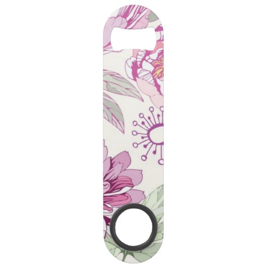Patroon met roze bloemen speed flessenopener (Achterkant)