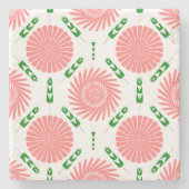 patroon met roze bloemen stenen onderzetter (Voorkant)