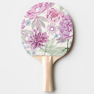 Patroon met roze bloemen tafeltennisbatje