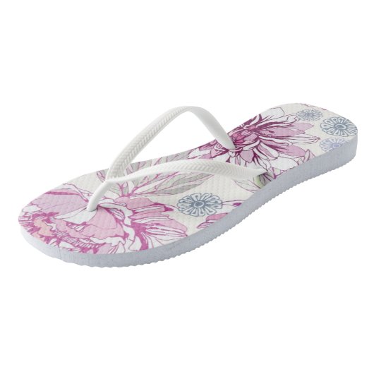 Patroon met roze bloemen teenslippers (Schuin)