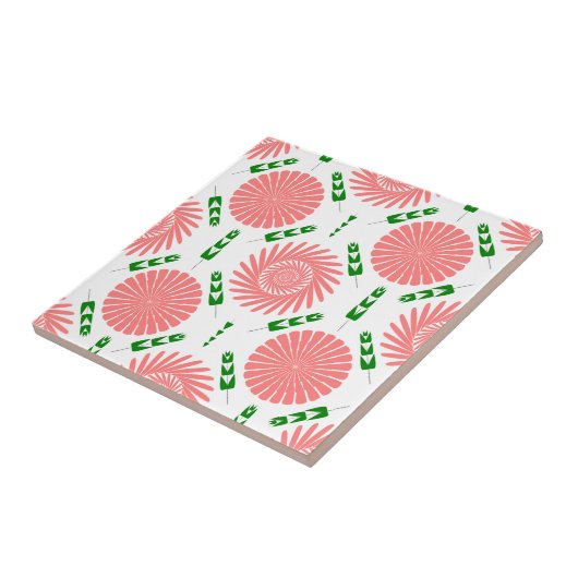 patroon met roze bloemen tegeltje (Zijkant)