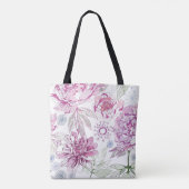 Patroon met roze bloemen tote bag (Achterkant)