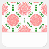 patroon met roze bloemen vierkante sticker (Voorkant)