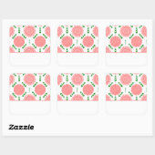 patroon met roze bloemen vierkante sticker (Vel)