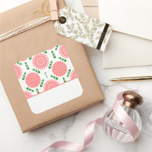 patroon met roze bloemen vierkante sticker