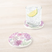 Patroon met roze bloemen zandsteen onderzetter (Zijkant)