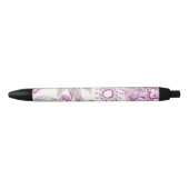 Patroon met roze bloemen zwarte inkt pen (Voorkant)