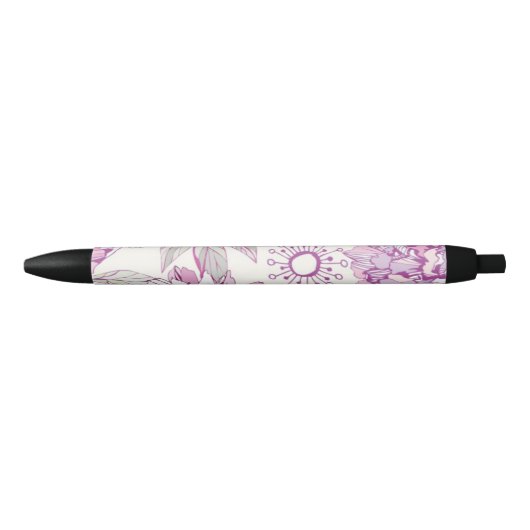 Patroon met roze bloemen zwarte inkt pen (Voorkant)