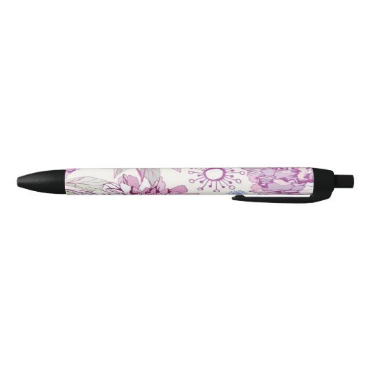 Patroon met roze bloemen zwarte inkt pen (Bodem)