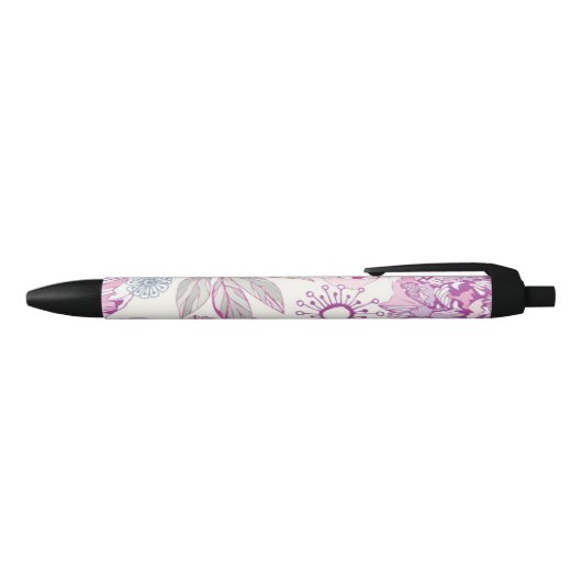 Patroon met roze bloemen zwarte inkt pen (Bovenkant)