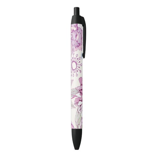 Patroon met roze bloemen zwarte inkt pen (Achterkant (Verticaal))