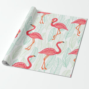Patroon met roze flamingornamenten op een achtergr cadeaupapier