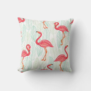 Patroon met roze flamingornamenten op een achtergr kussen